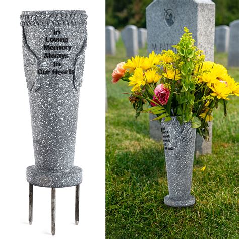 metal flower box stand o grave|metal cemetery flower vases.